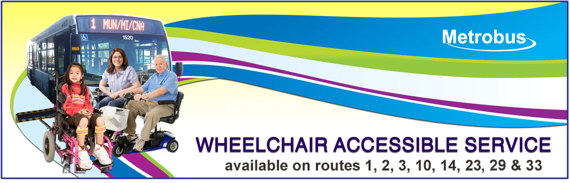 Wheelchair Accessible Service available on  routes 1, 2, 3, 10, 14, 23, 29 and 33.